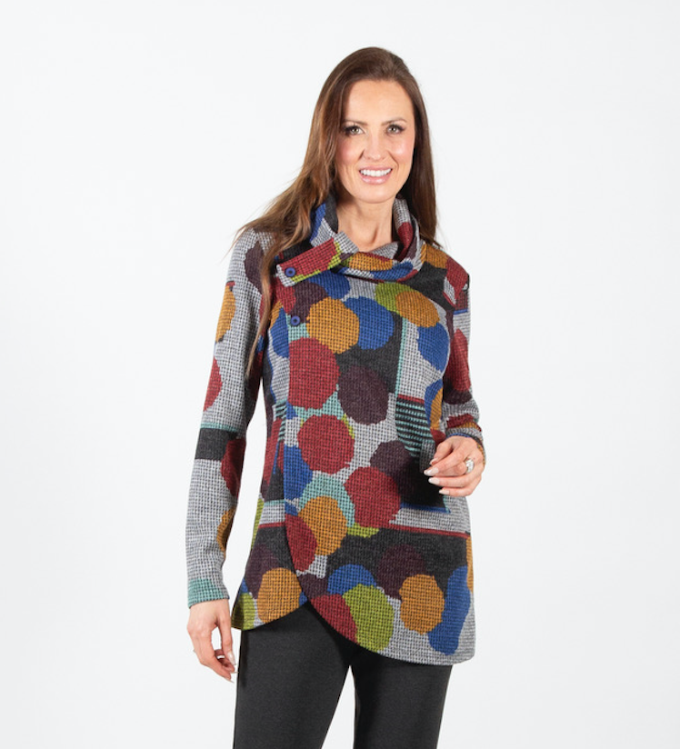 Multi Dots Jersey Cowl Tunic