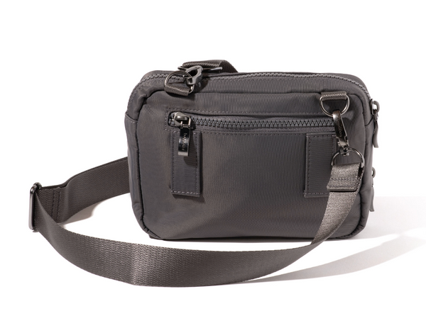 Smoke Twill Modern Double Zip Crossbody