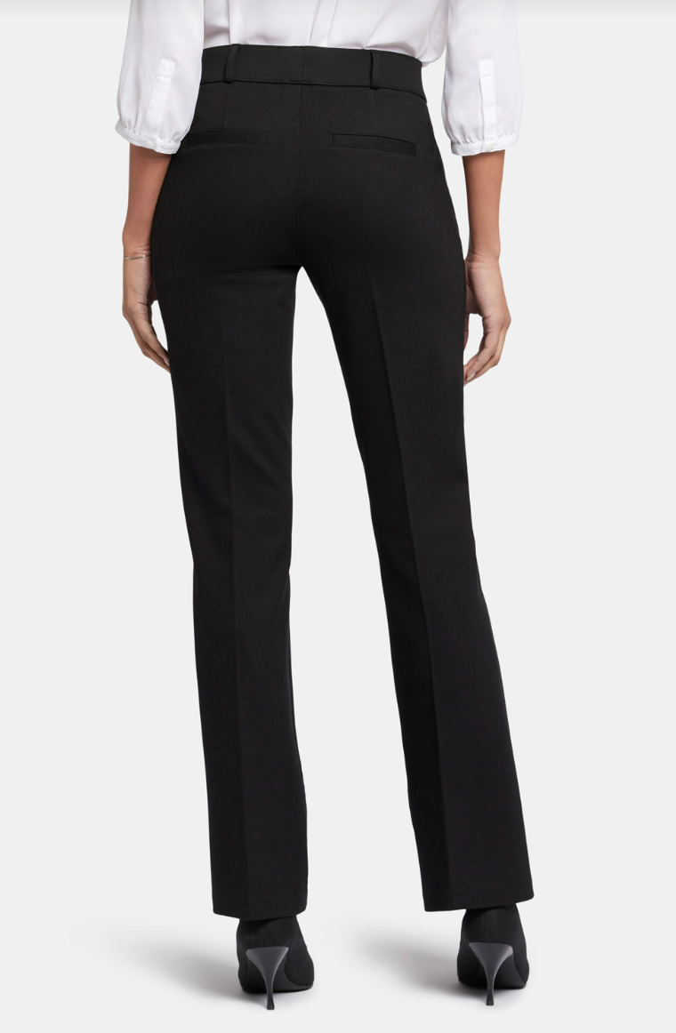 Black Pull-On Flared Trouser Pants