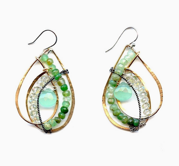 Chrysophase & Chalcedonay Earring