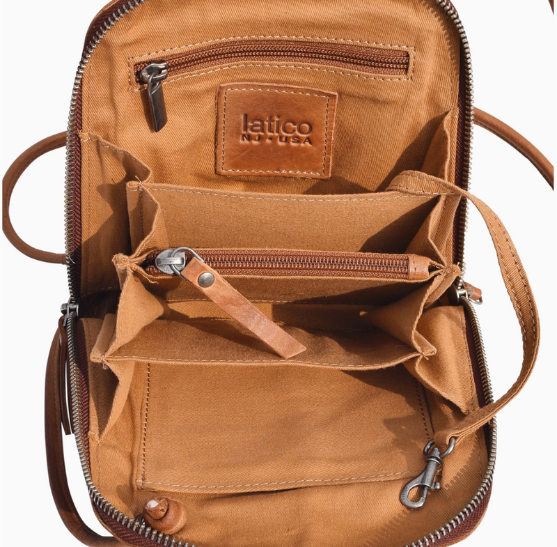 Camel Lily Leather Organizer Bag