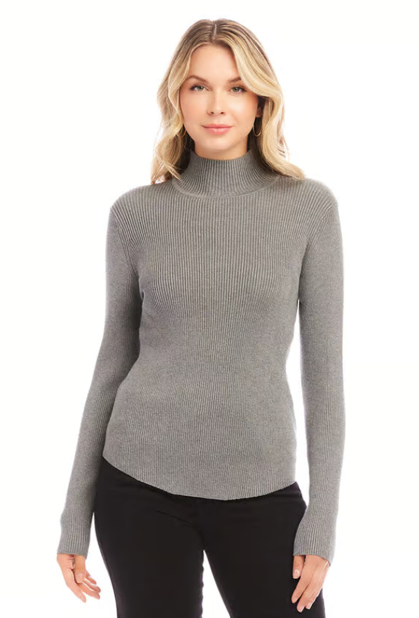 Grey Ribbed Turtleneck