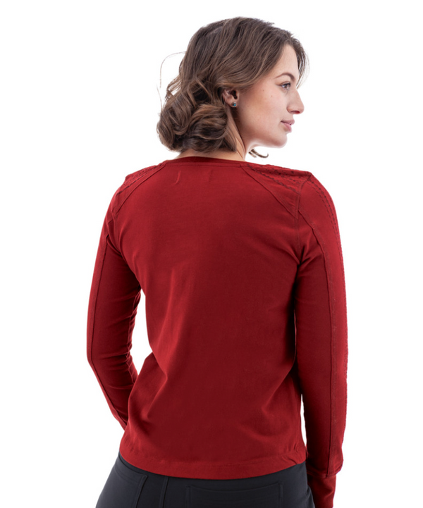 Red Embroidered Sleeves Top