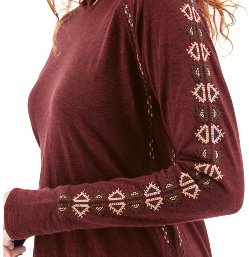 Embroidered Hooded Top