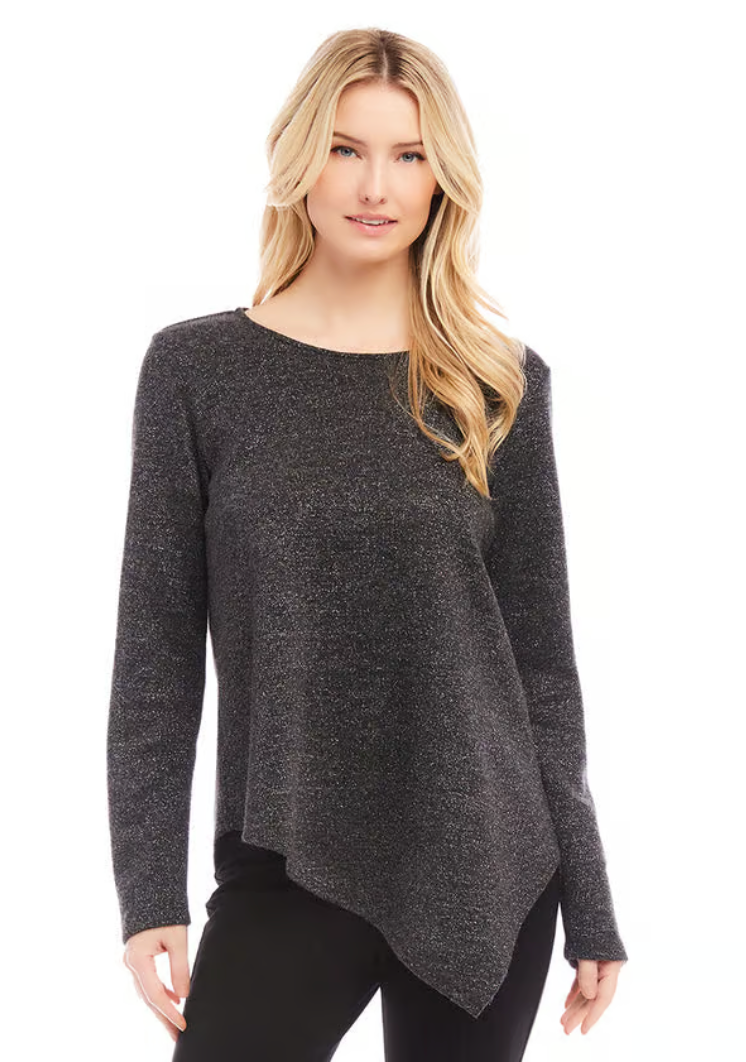 Black Metallic Sweater Top