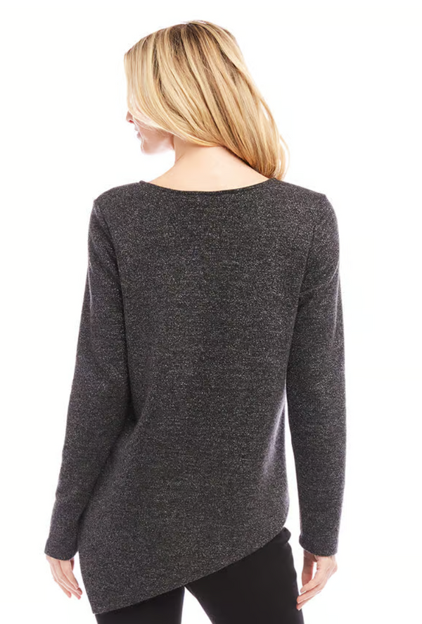 Black Metallic Sweater Top