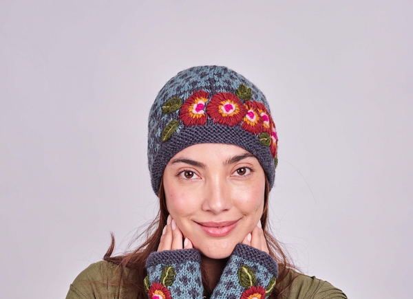 Blue Sunflower Embroidered Hat