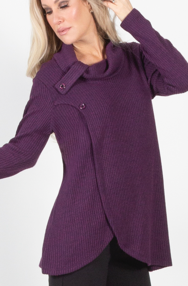 Grape Heather Sweater Cowl Tunic