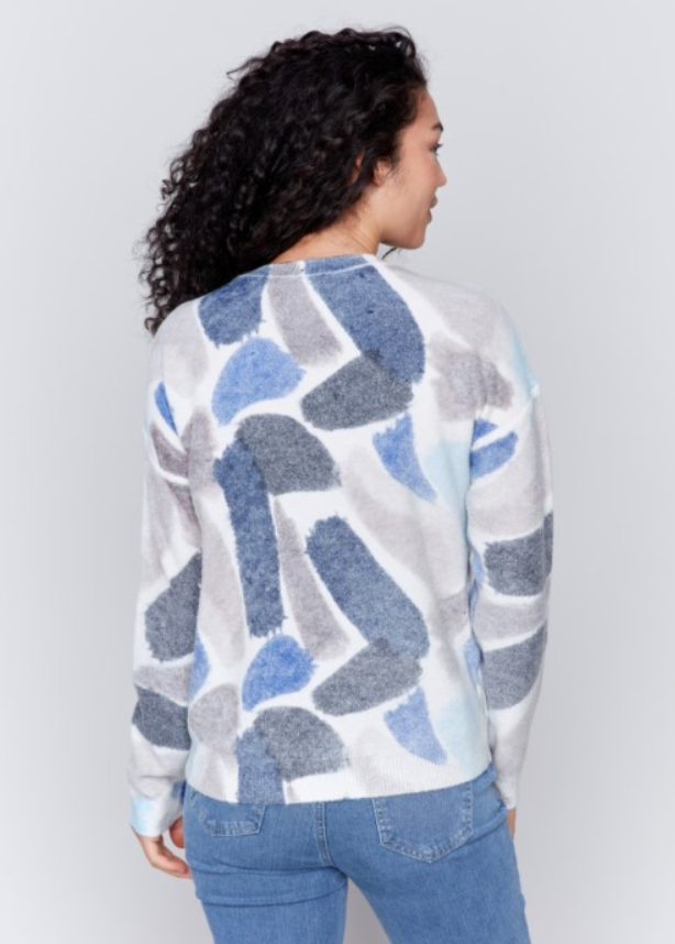 Sapphire Paint Stroke Crew Neck Sweater