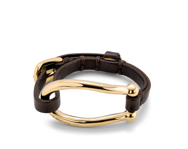 Leather Rigid Gold Bracelet