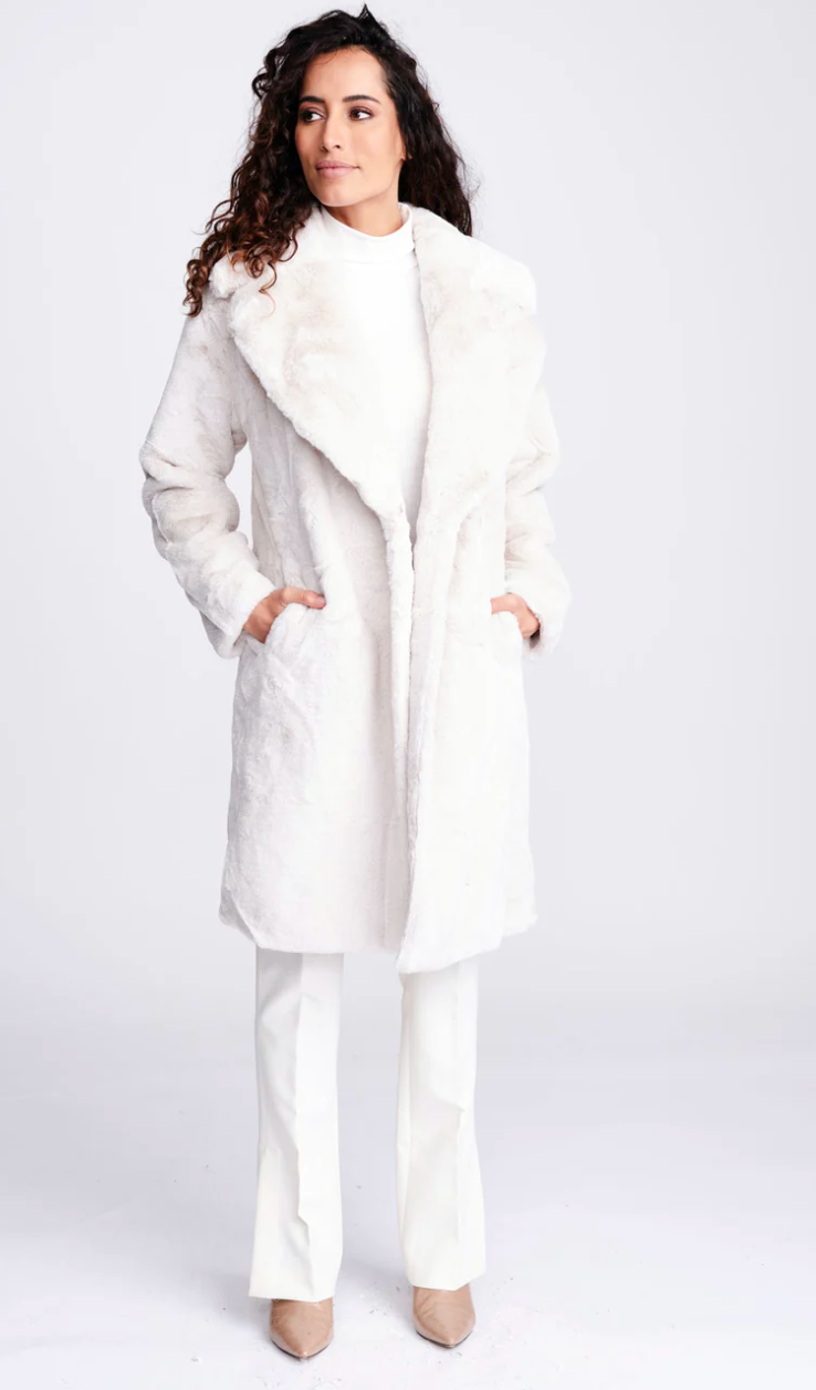 Pearl Midi Length Faux Fur Coat