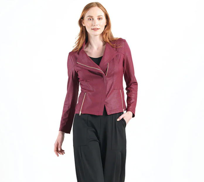 Merlot Liquid Leather Moto Jacket