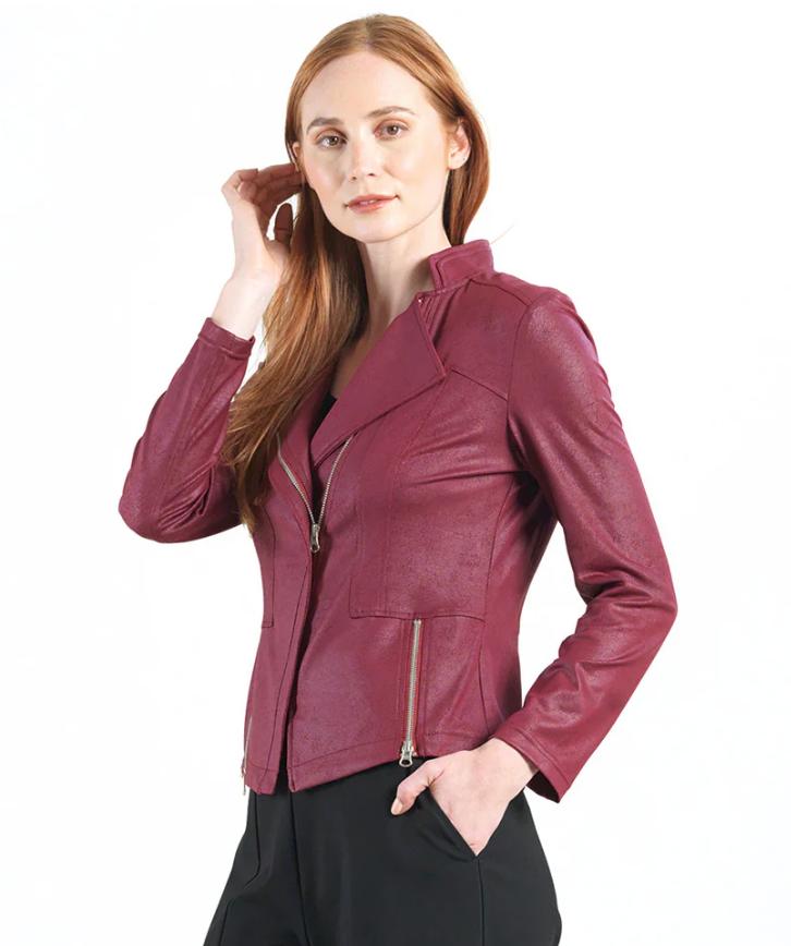 Merlot Liquid Leather Moto Jacket