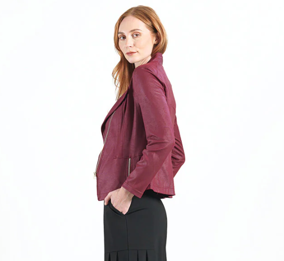 Merlot Liquid Leather Moto Jacket