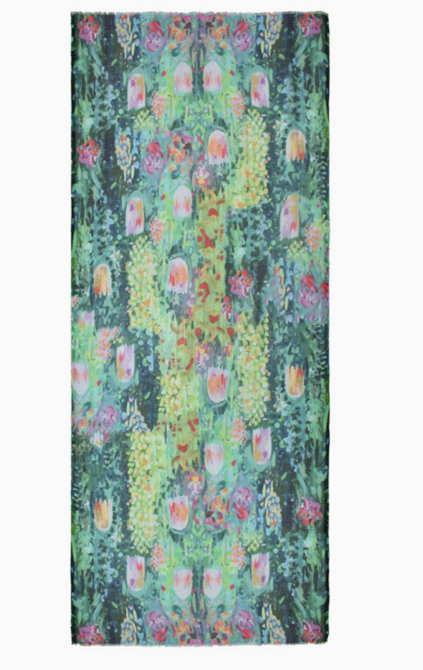 Green Nasryn Painterly Garden Scarf