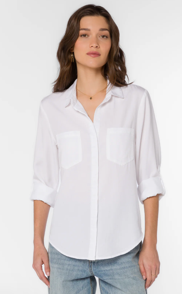 Optic White Button Top