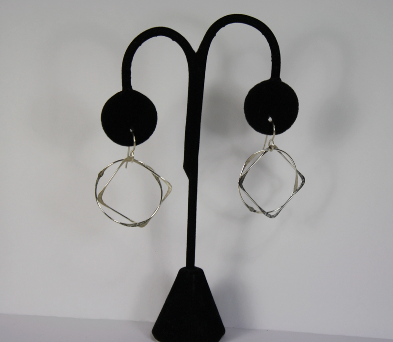 Sterling Large Square & Circle Earring