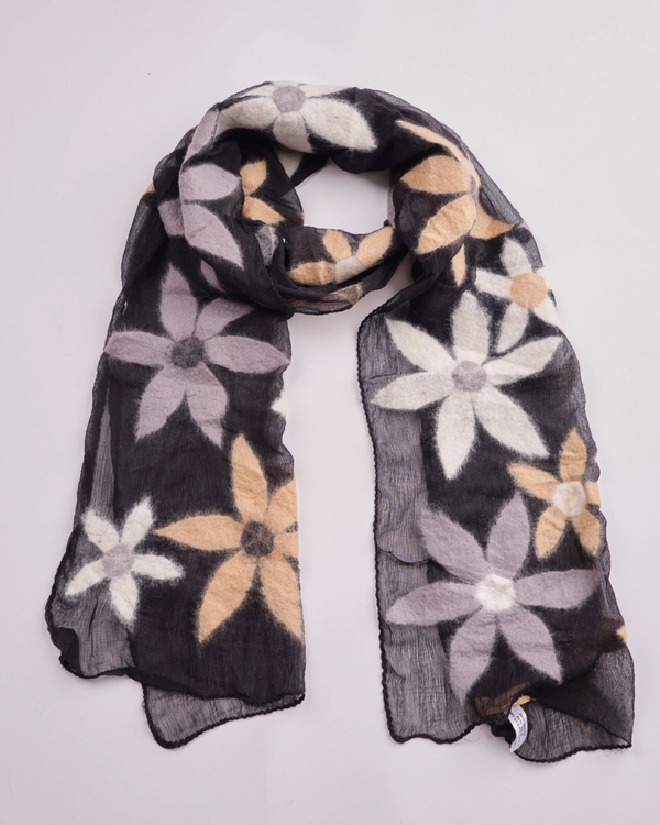 Floral Felted Silk Scarf