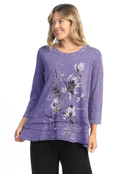 Purple Floral Layered Mineral Top