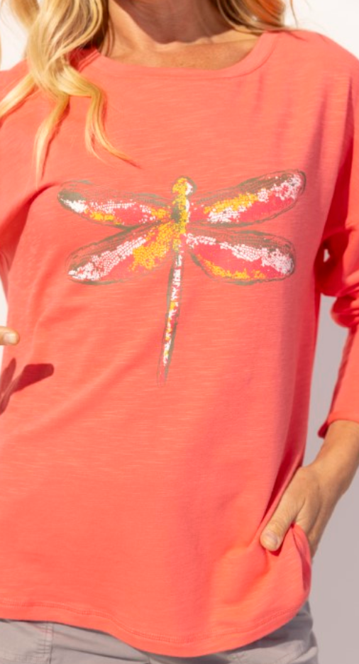 Terry Coral Dragonfly Top