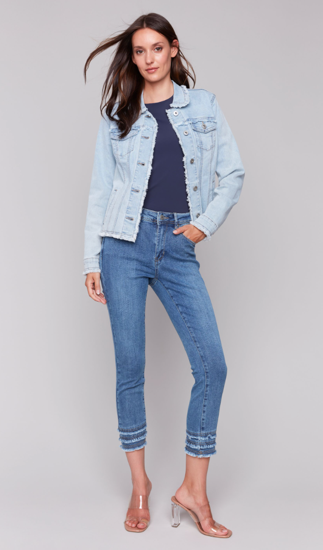 Bleach Blue Fringe Denim Jacket