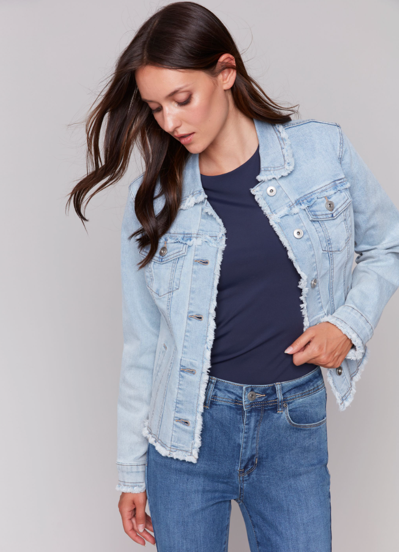 Bleach Blue Fringe Denim Jacket