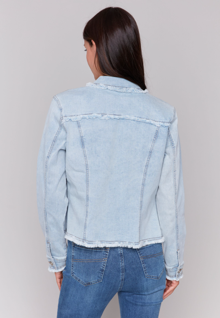 Bleach Blue Fringe Denim Jacket