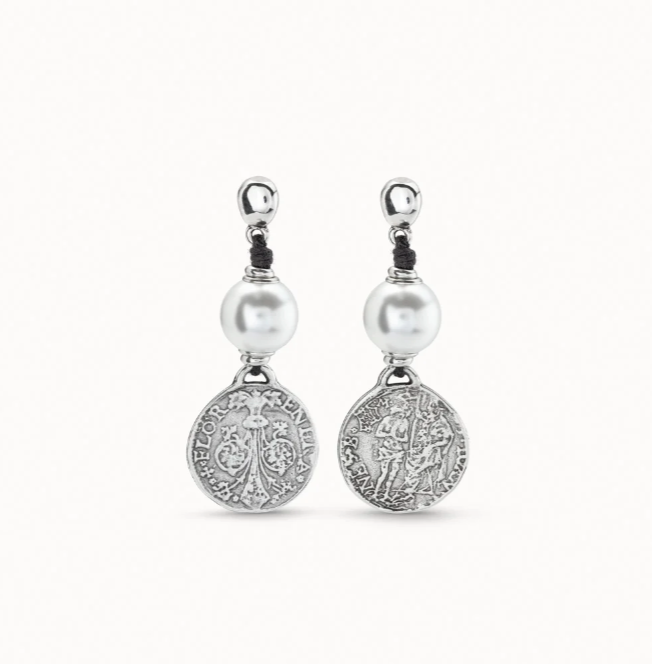 Alexandria Antique Coin & Pearl Earring