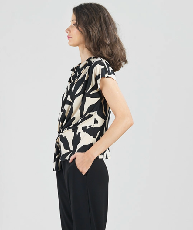 Leaf Soft Knit Drape Neck Top