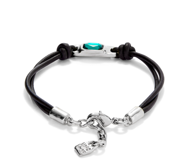 Teal Crystal Leather Bracelet