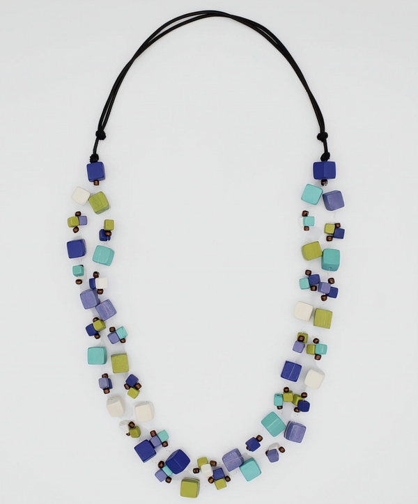 Blue Lia Floating Bead Necklace