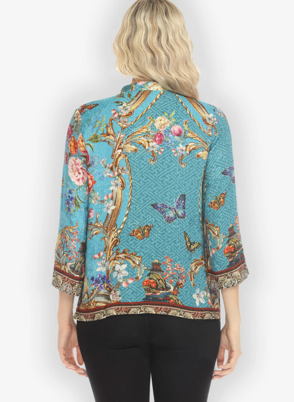 Baraque Garden in Blue Silk Blouse