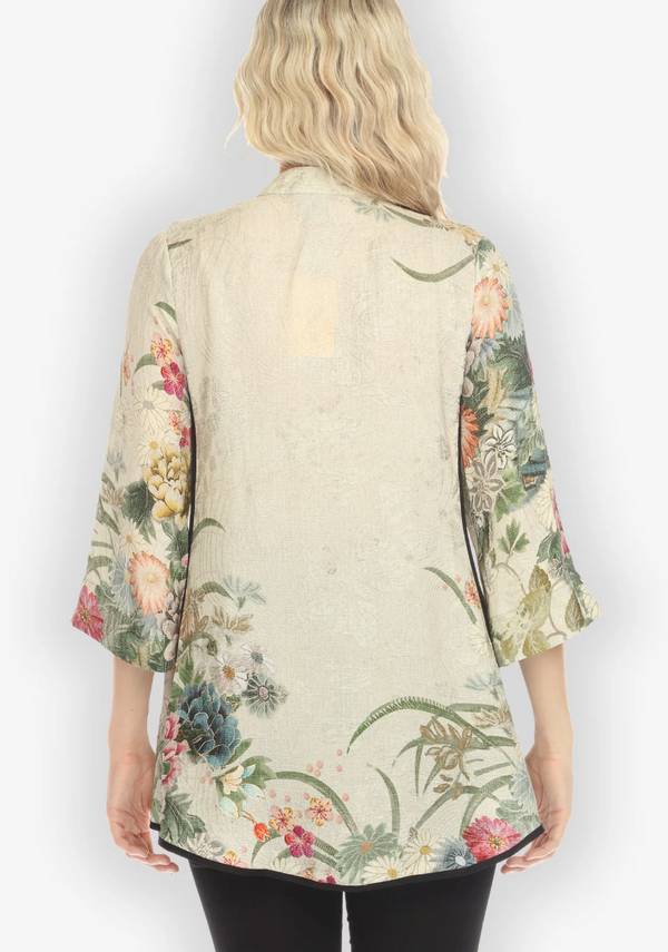 Vintage Flowers Shaped Silk Blouse