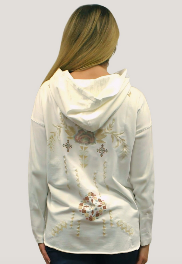 White Embroidered Zip Jacket