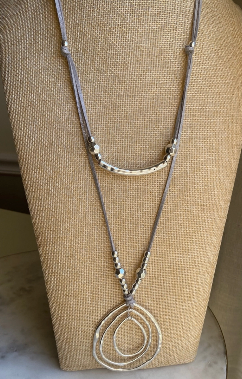 Long Two Tier Silver Necklace