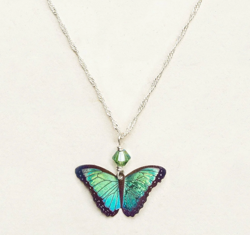 Green Bella Buterfly Pendant Necklace