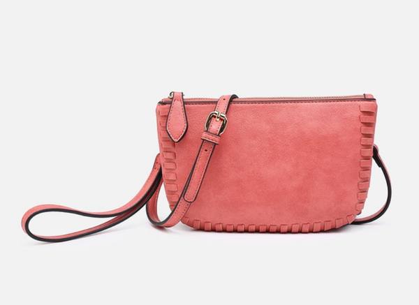 Raspberry Dual Whipstitch Crossbody Bag