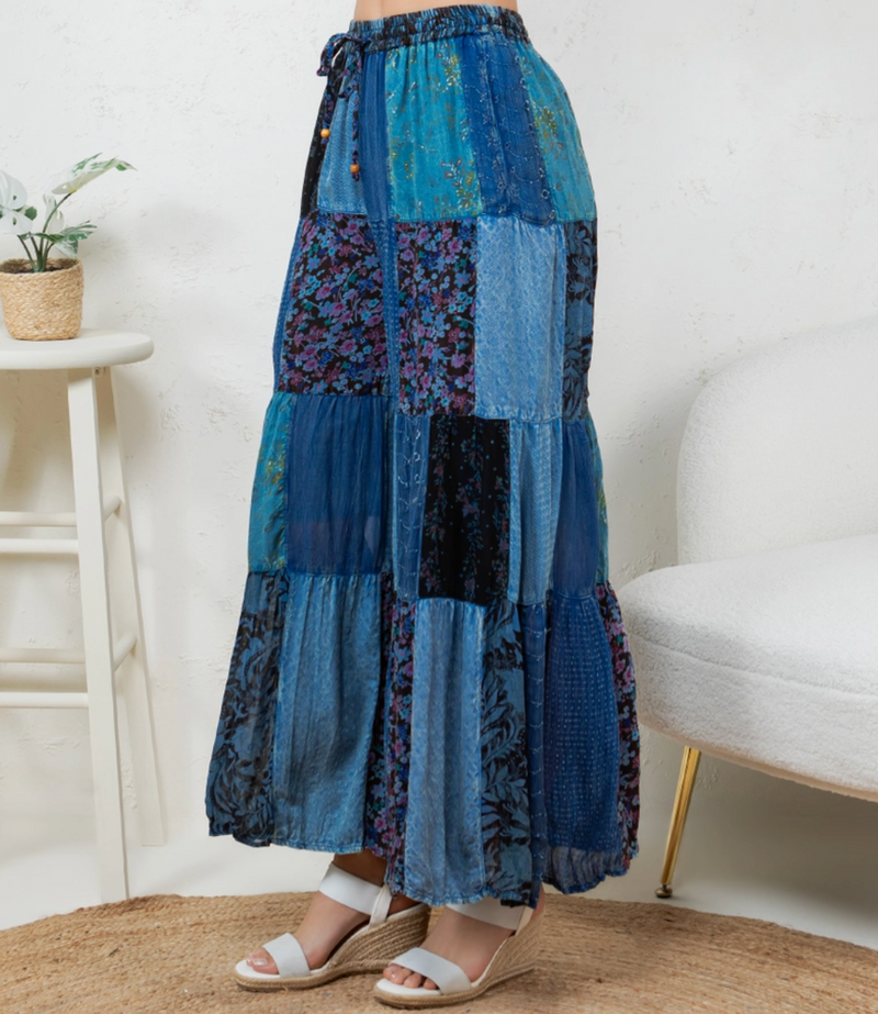 Indigo Flared Patchwork Pants