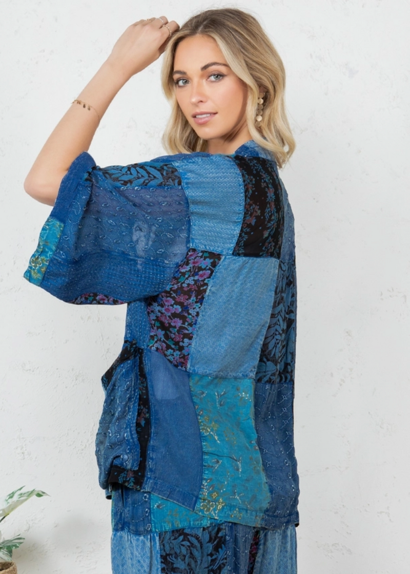 Kimono Indigo Patch Jacket