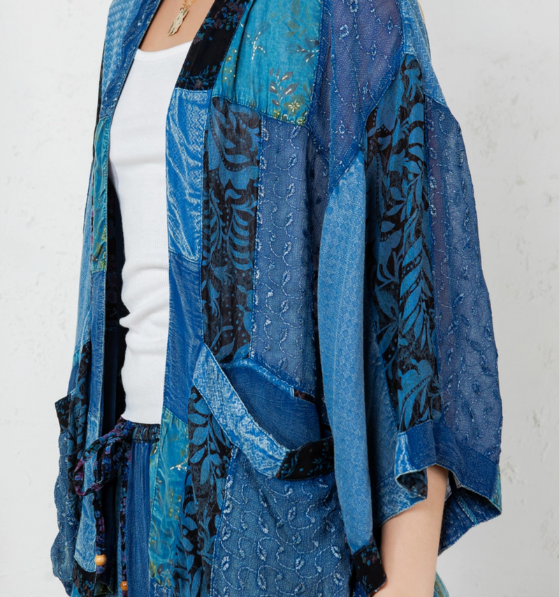 Kimono Indigo Patch Jacket