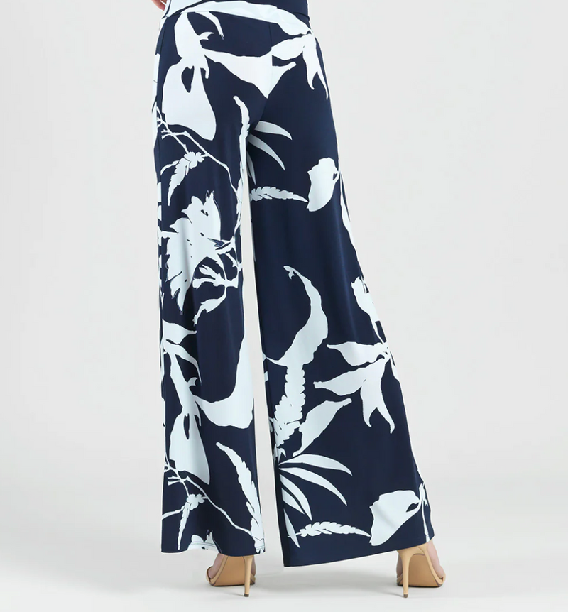 Navy Abstract Branch Palazzo Pant