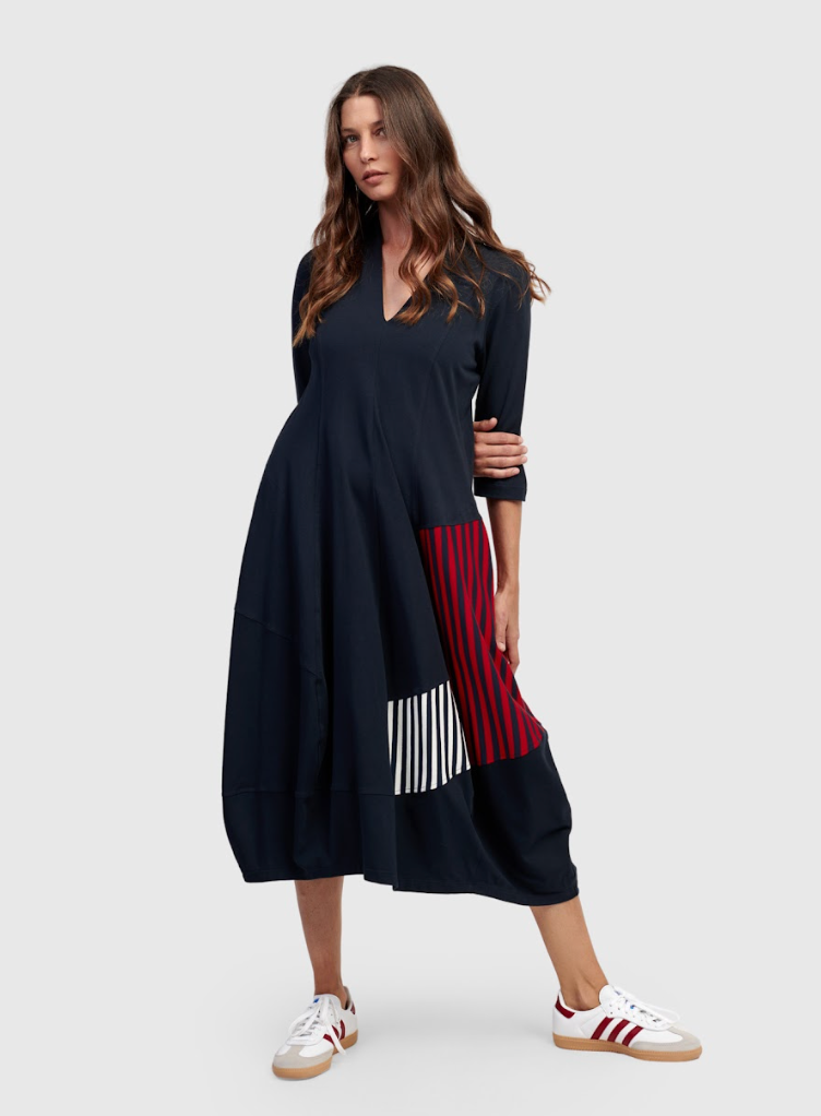 Navy Stripes Cocoon Dress