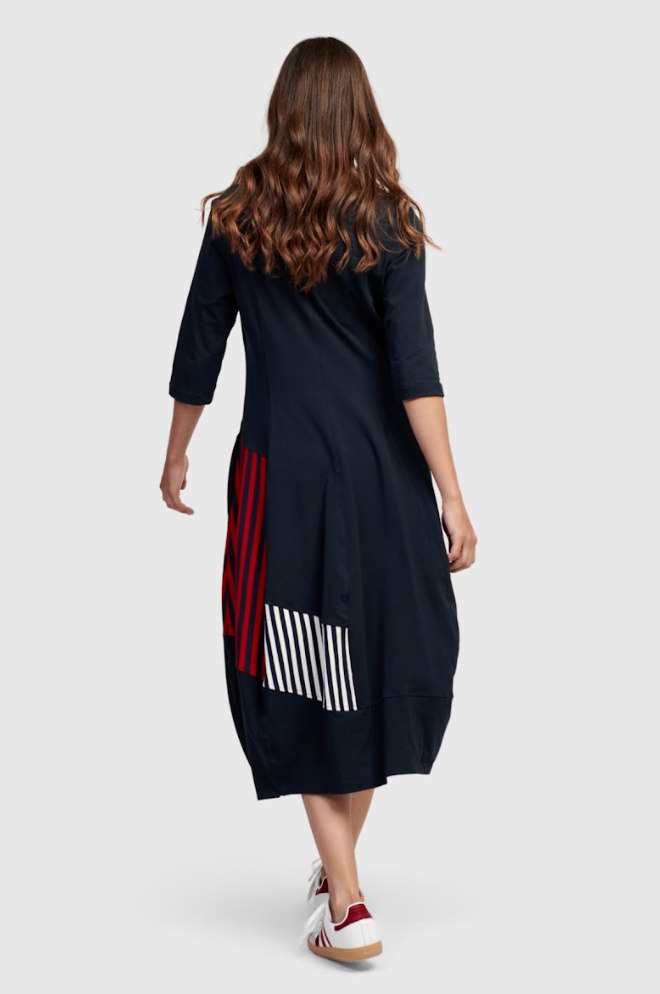 Navy Stripes Cocoon Dress