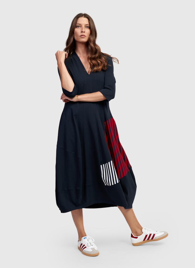 Navy Stripes Cocoon Dress