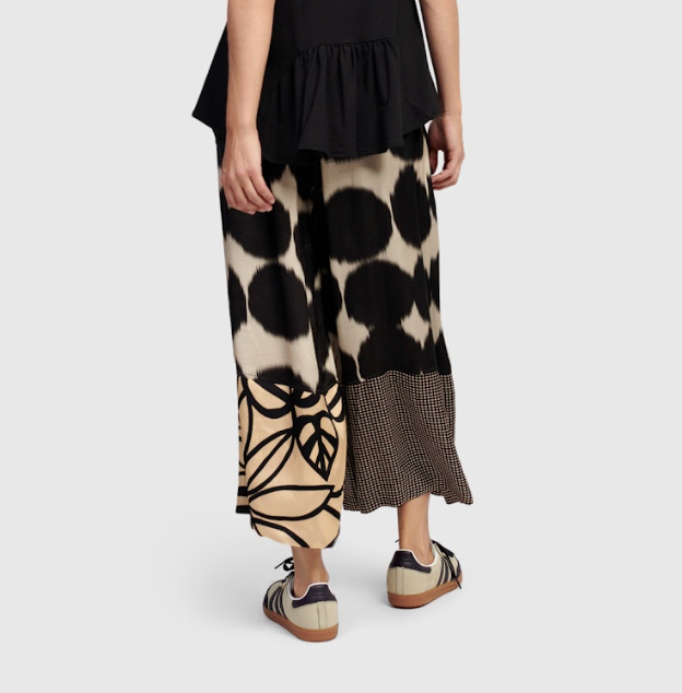 Black Mixed Pattern Wide Leg Pant