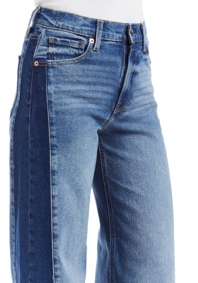 Two Toned Wide Leg Jean