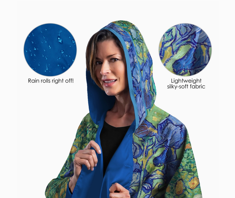 Van Gogh Irises Rain Poncho