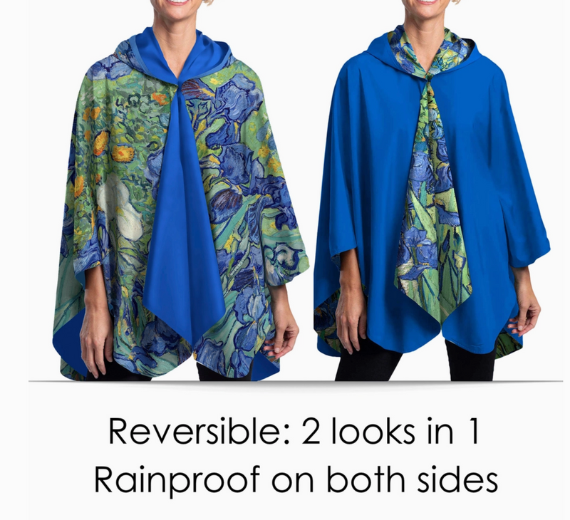 Van Gogh Irises Rain Poncho