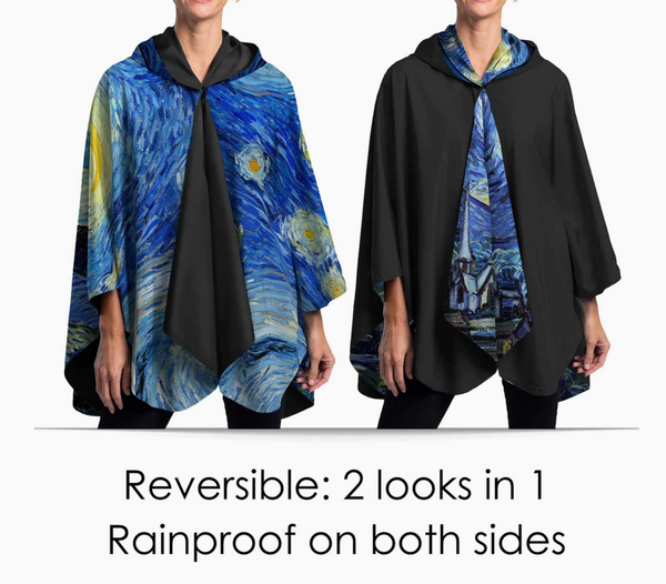 Van Gogh Starry Night Rain Poncho