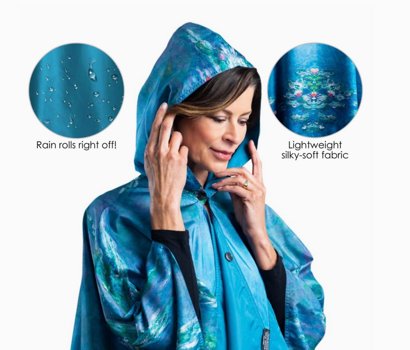 Monet Waterlillies Rain Poncho